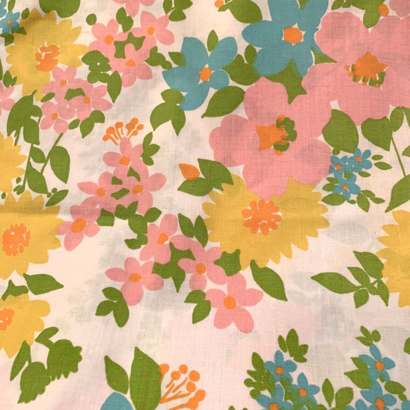 画像: 70'S  Colorful flower pattern pillow cover