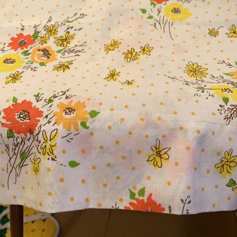 画像: 70'S  OR/YE  Flower pattern pillow cover