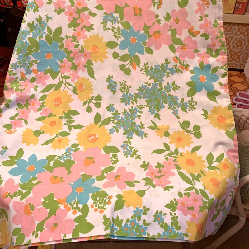 画像1: 70'S  Colorful flower pattern pillow cover