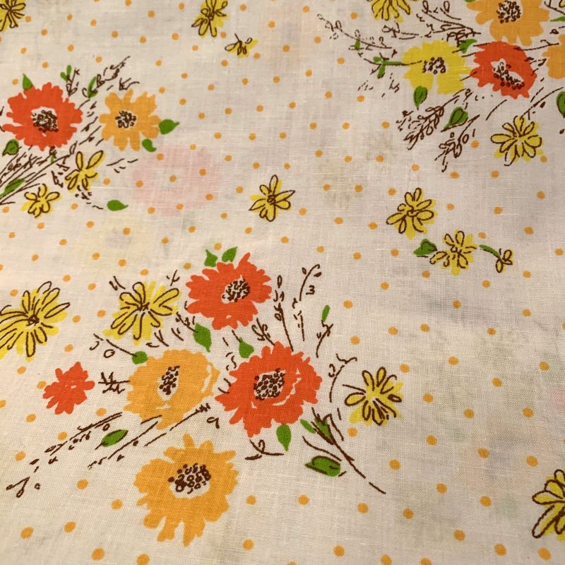 画像2: 70'S  OR/YE  Flower pattern pillow cover