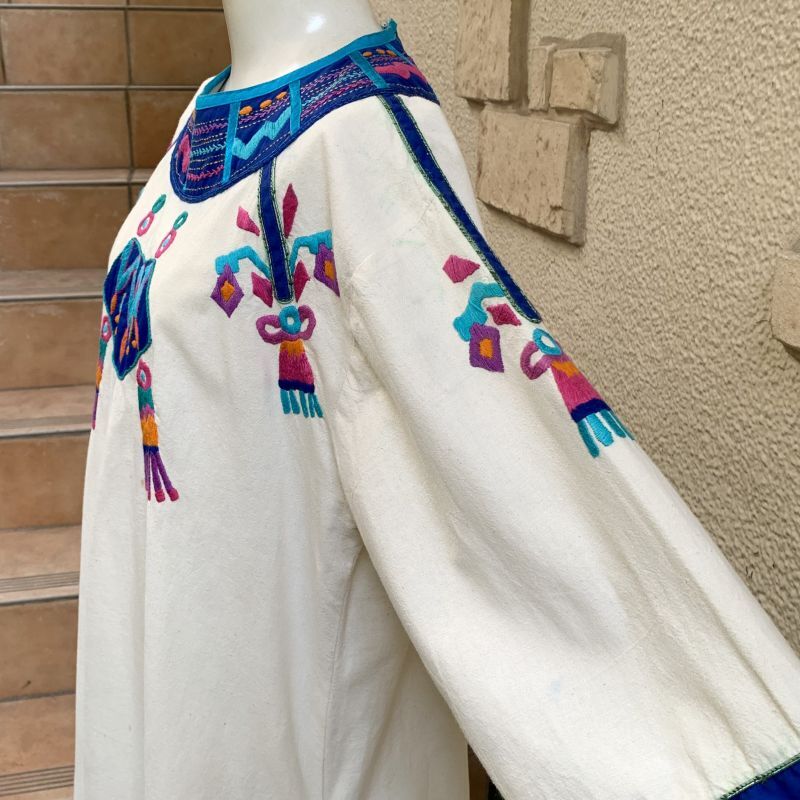 画像: Vintage Mexican hand embroidery cotton dress