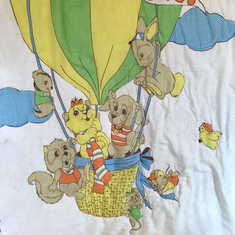 画像: 70'S Air balloon&good friends animals pattern children's comforter