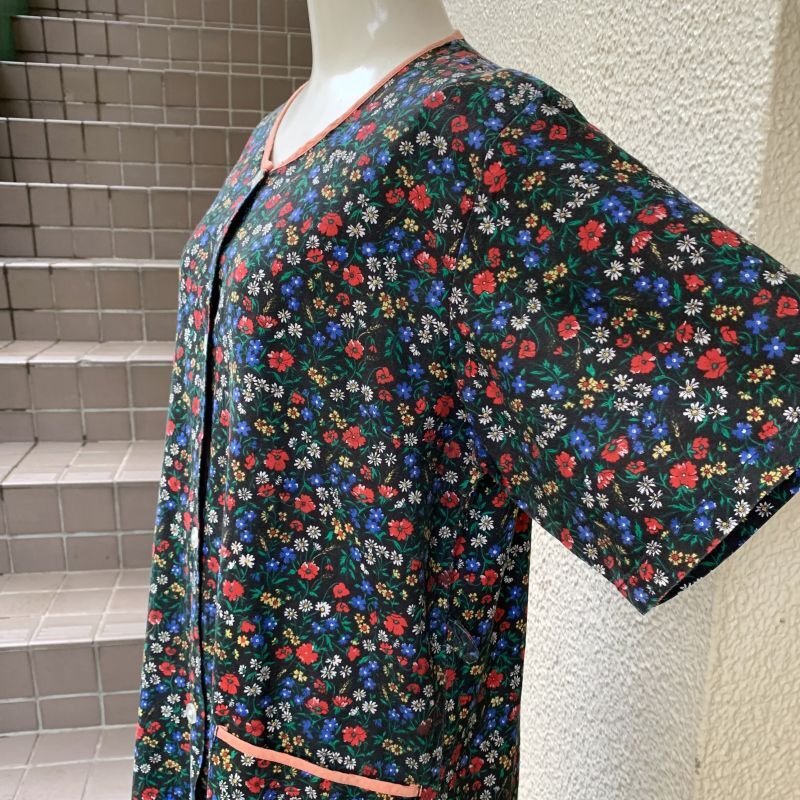 画像: Vintage flower pattern front open dress