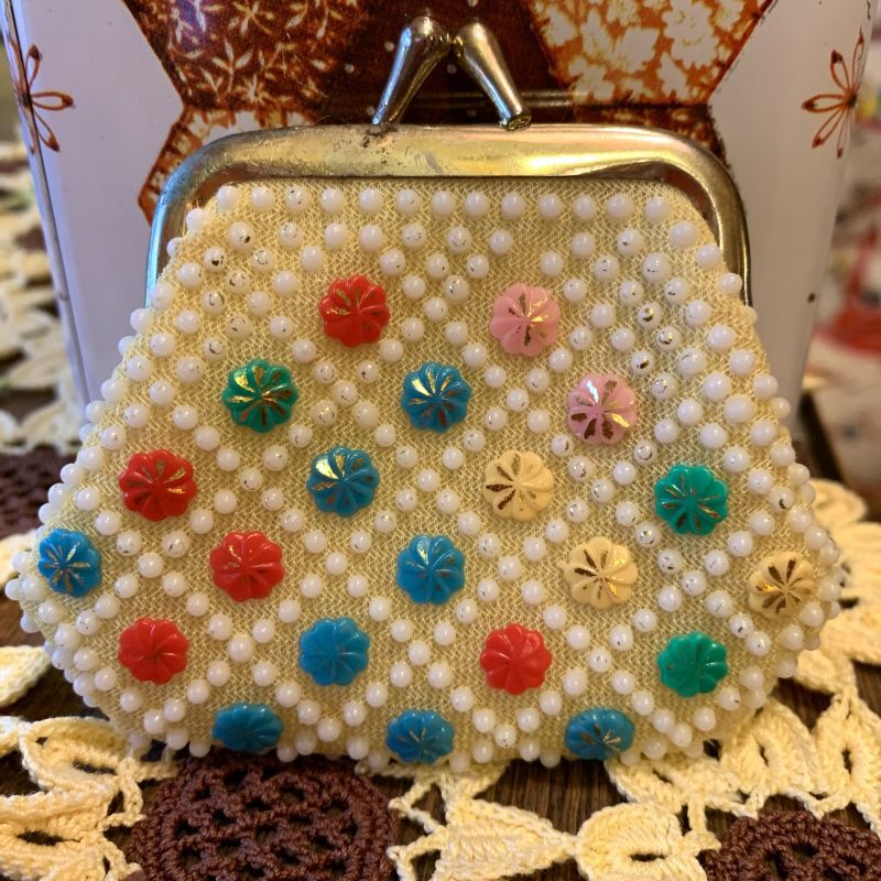 画像: Vintage Flower beads purse