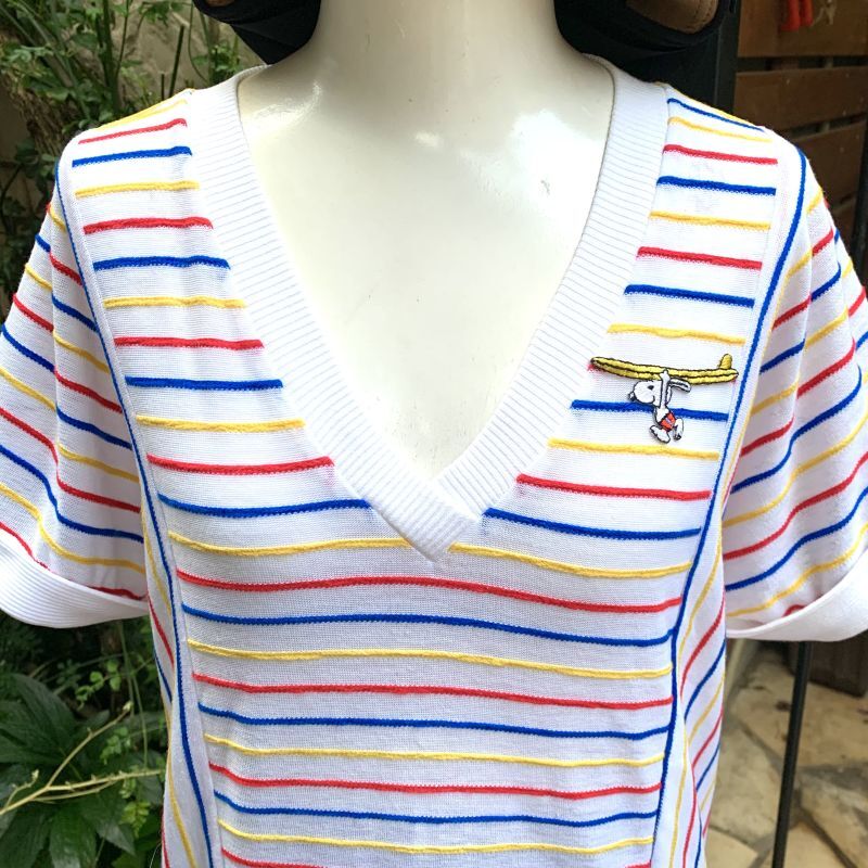 画像: (SALE) Vintage 3color border snoopy patch top