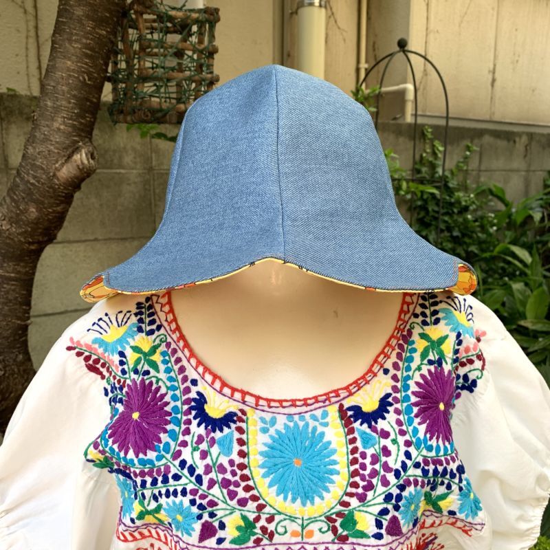 画像: Handmade Flower/Denim reversible tulip hat