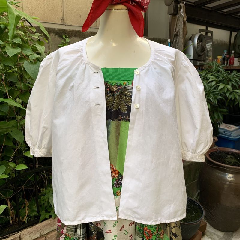 画像: Vintage white cotton balloon sleeve blouse