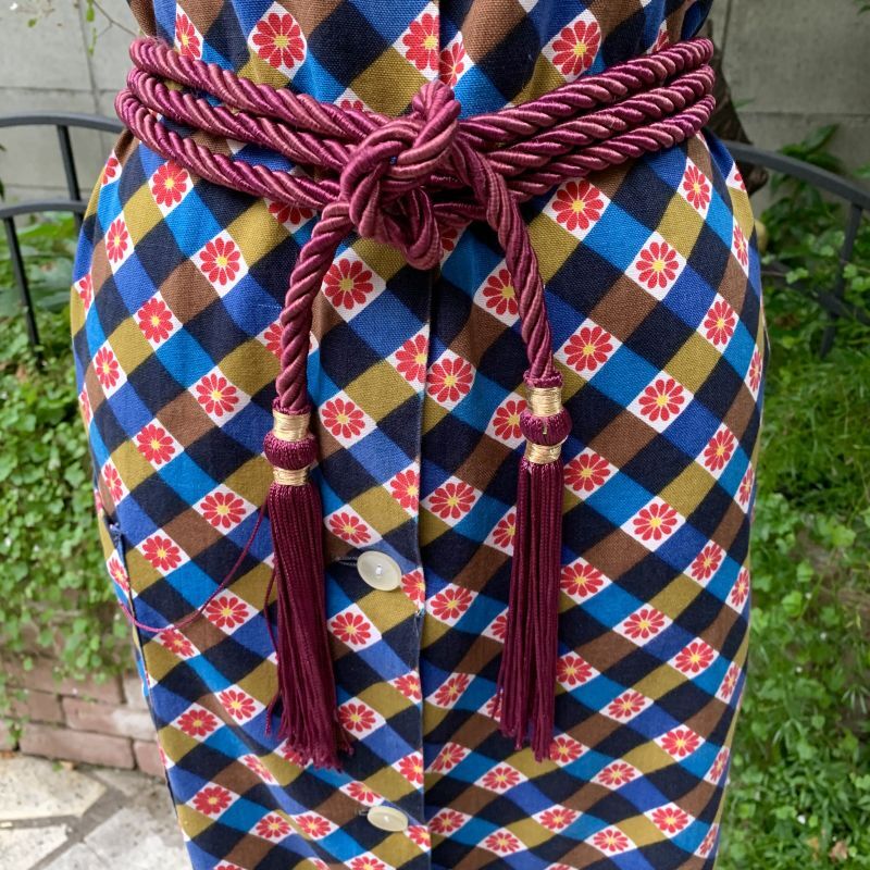 画像1: Vintage bordeaux pink tassel belt