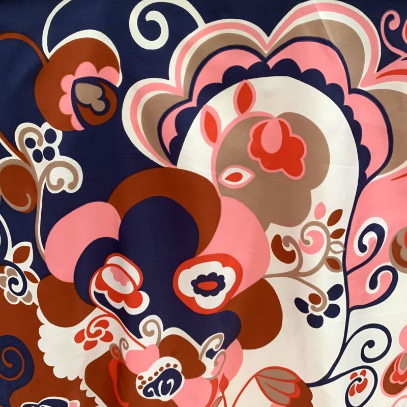 画像: Vintage Navy・Pink flower pattern scarf