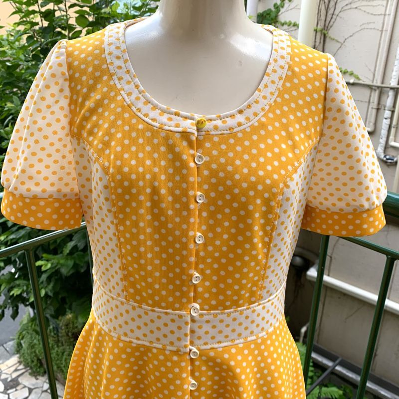 画像: Ye/Wh polka dots onepiece