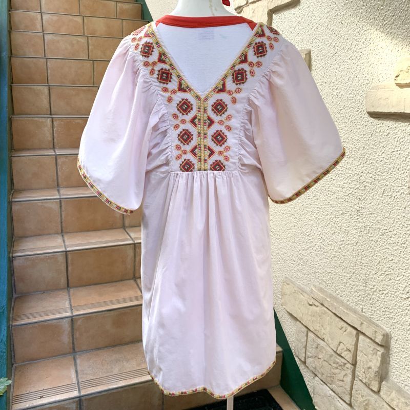 画像: Vintage butterfly sleeve embroidery tunic dress