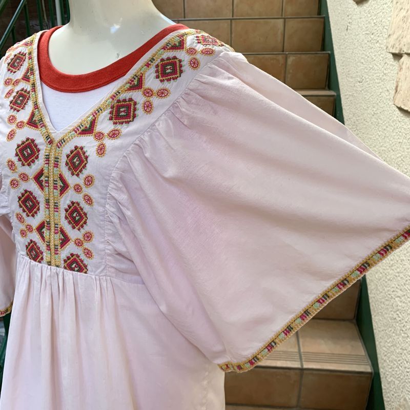 画像: Vintage butterfly sleeve embroidery tunic dress