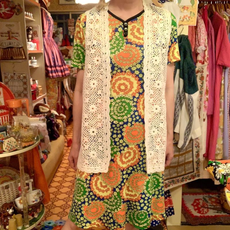 画像4: 70'S Vintage popflower pattern dress