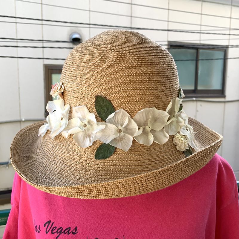 画像: Vintage flower decoration straw hat