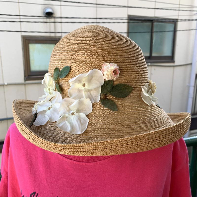 画像: Vintage flower decoration straw hat