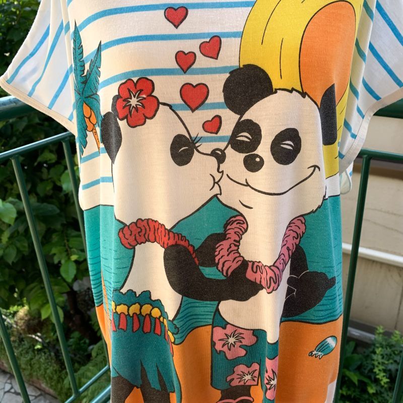 画像: Vintage hawaiian panda double sided printed tee