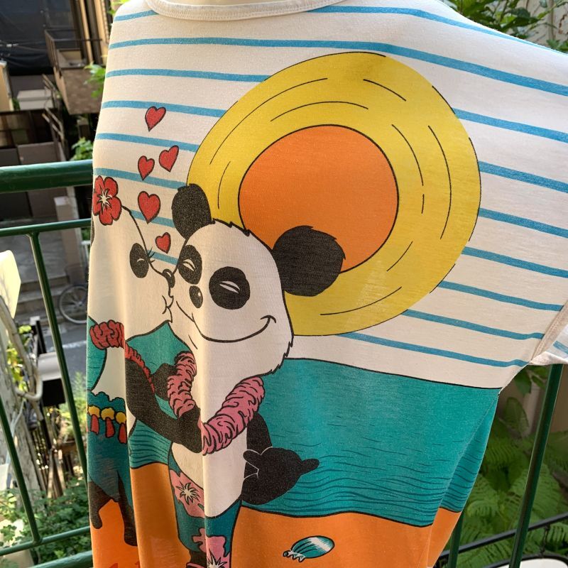 画像: Vintage hawaiian panda double sided printed tee