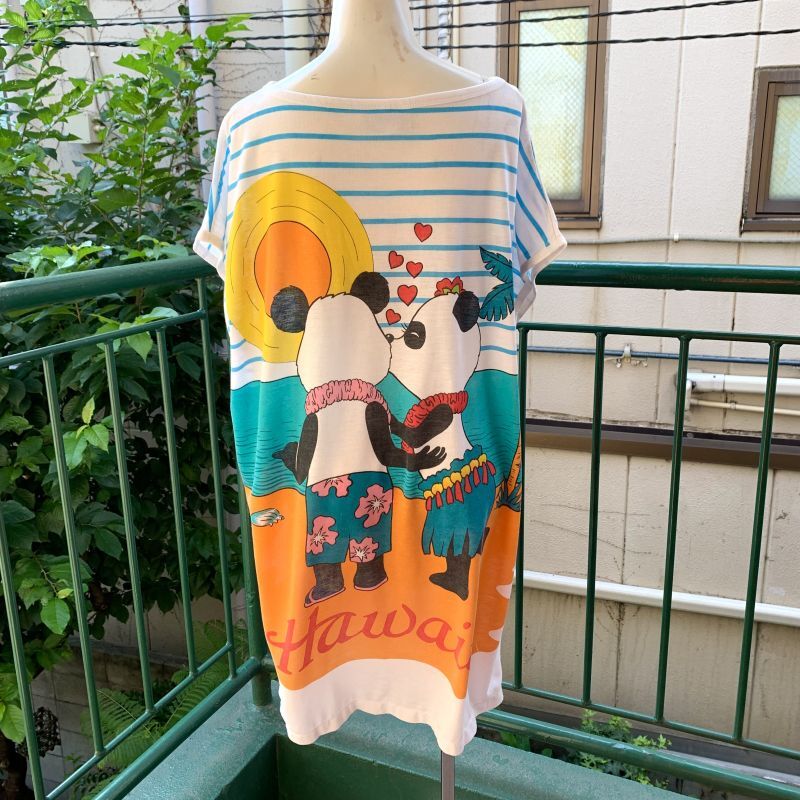 画像: Vintage hawaiian panda double sided printed tee