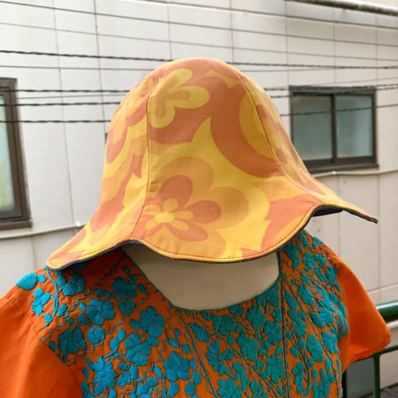 画像: Handmade OR/YE Flower&Denim reversible tulip hat