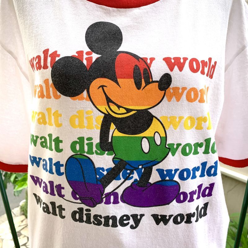 画像: Vintage rainbow mickey ringer tee