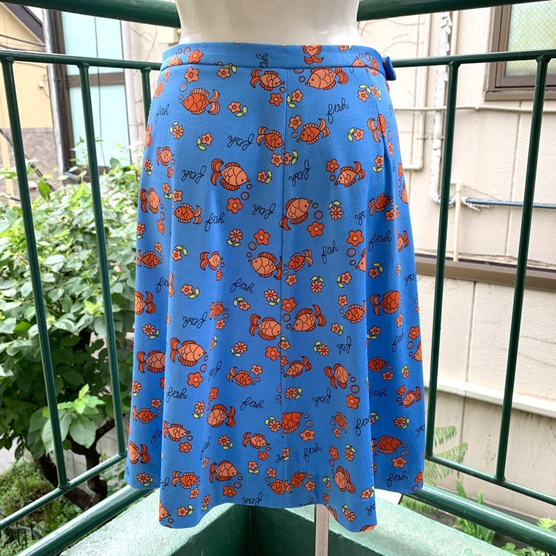 画像: Fish＆Flower pattern flare skirt