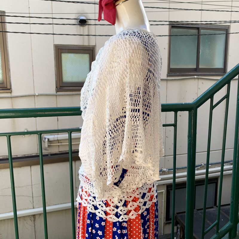 画像: Vintage crochet poncho sleeves top