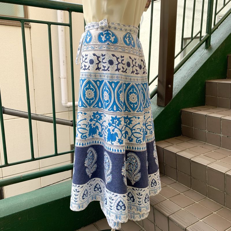 画像: Vintage indian cotton wrap skirt