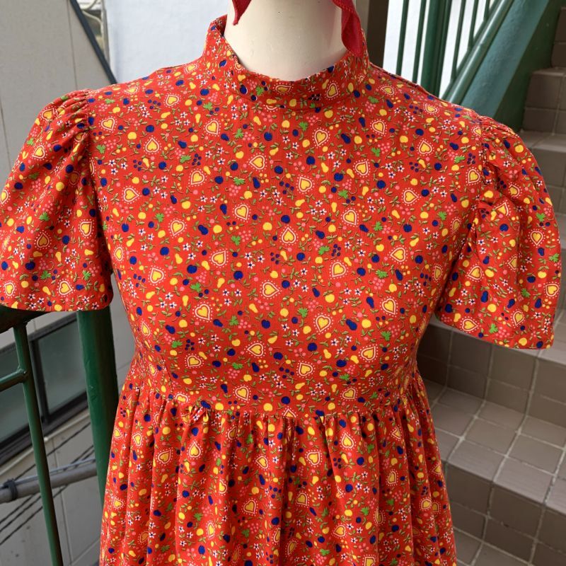 画像: Vintage heart&flower・fruits pattern dress