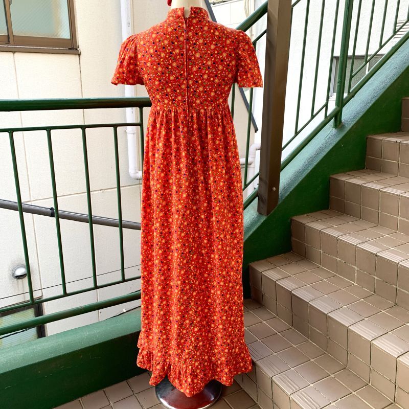 画像: (SALE)Vintage heart&flower・fruits pattern dress