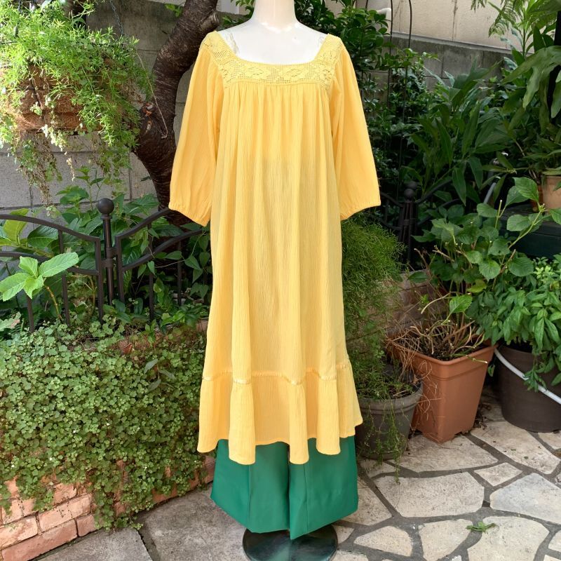 画像1: Vintage Mexico cotton gauze dress