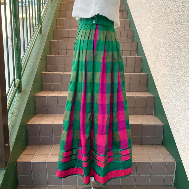 画像: 70'S Made in West Germany Silk plaid skirt