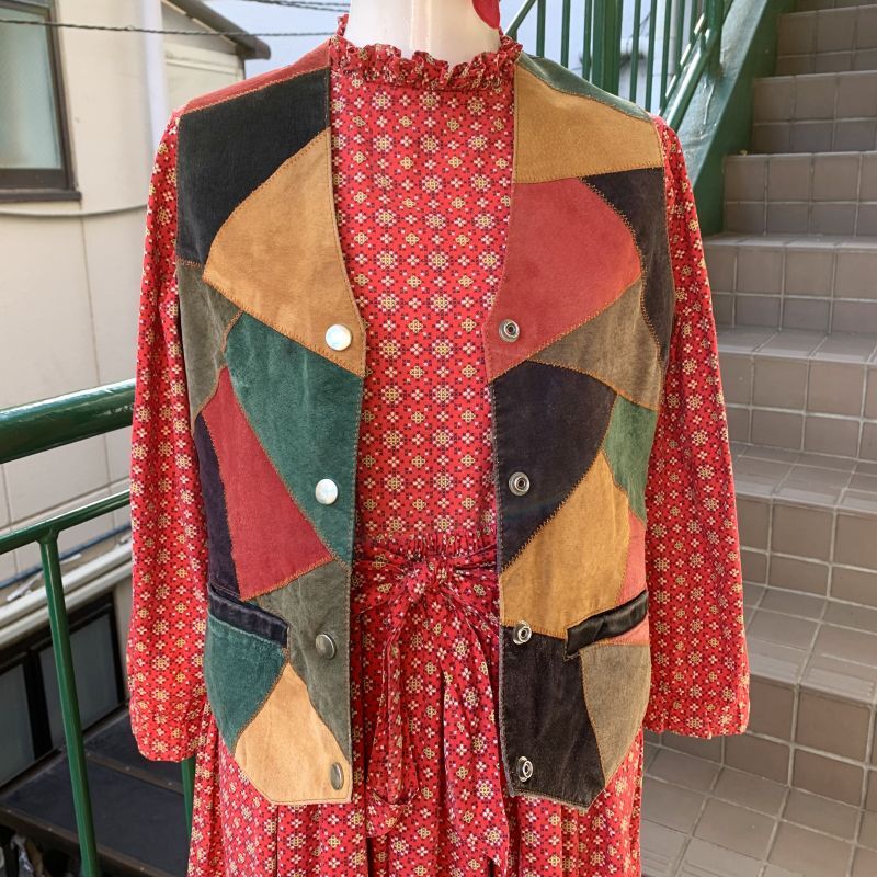 画像: Vintage suede patchwork vest