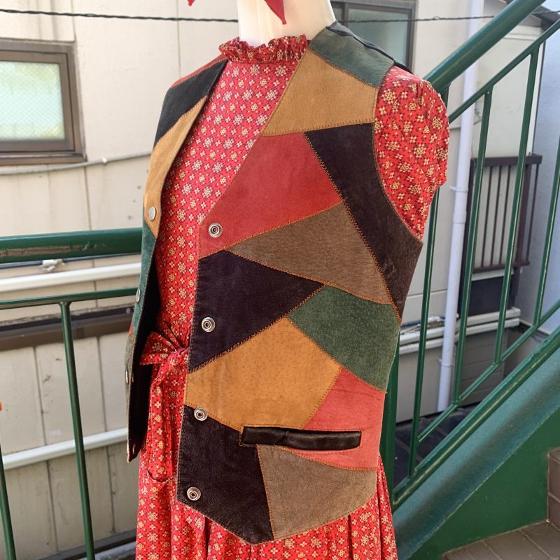 画像: Vintage suede patchwork vest