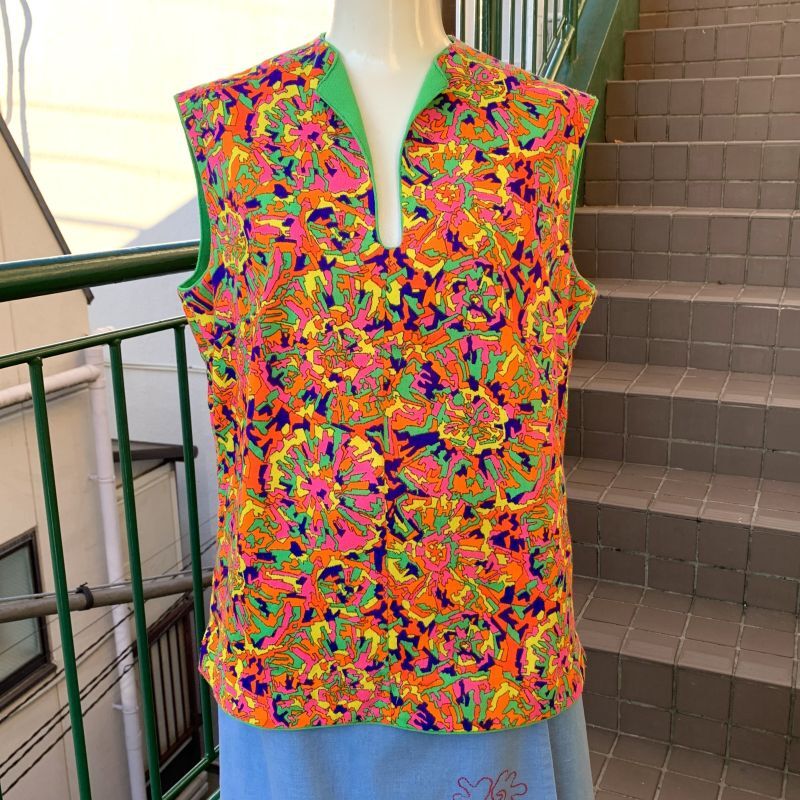 画像1: Vintage Psychedelic pattern top