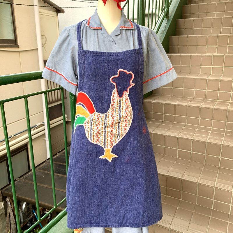 画像: Vintage rooster patchwork denim apron