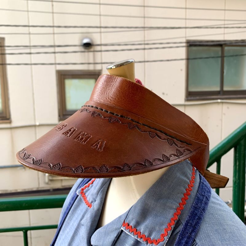 画像: Vintage embossed leather visor