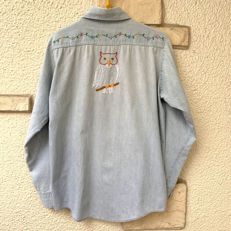 画像: Vintage embroidery chambray shirt