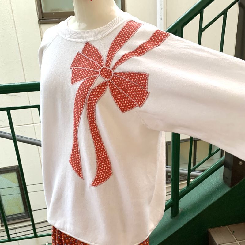 画像: Vintage ribbon patch raglan sleeves sweat