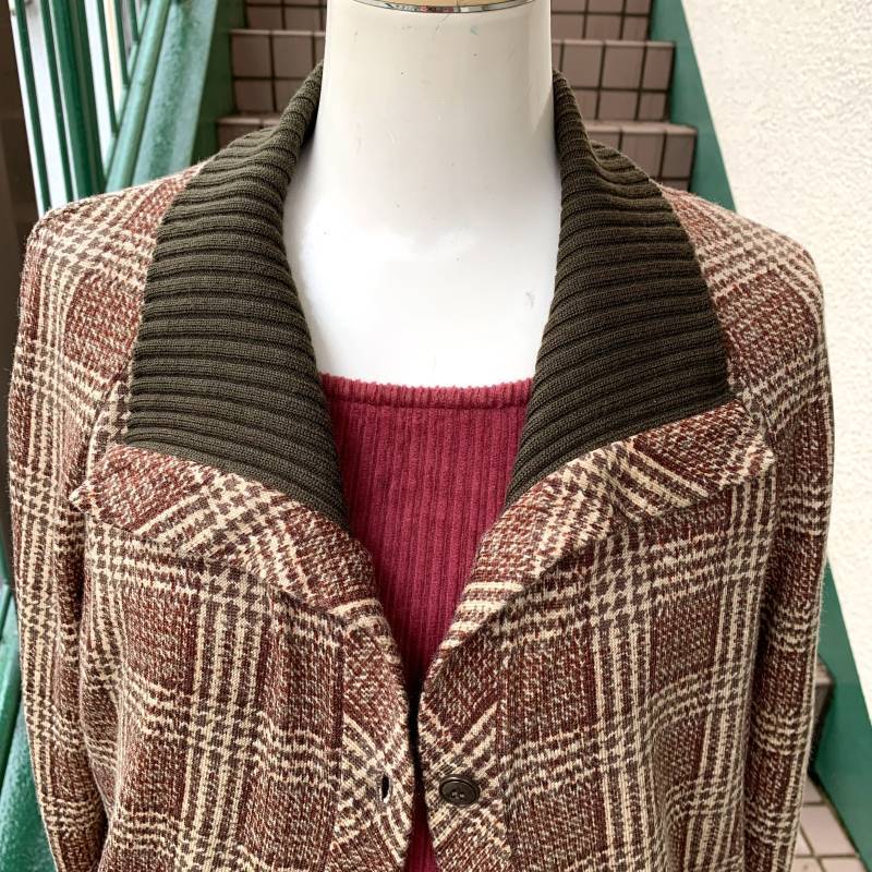 画像: Vintage rib switching plaid jacket