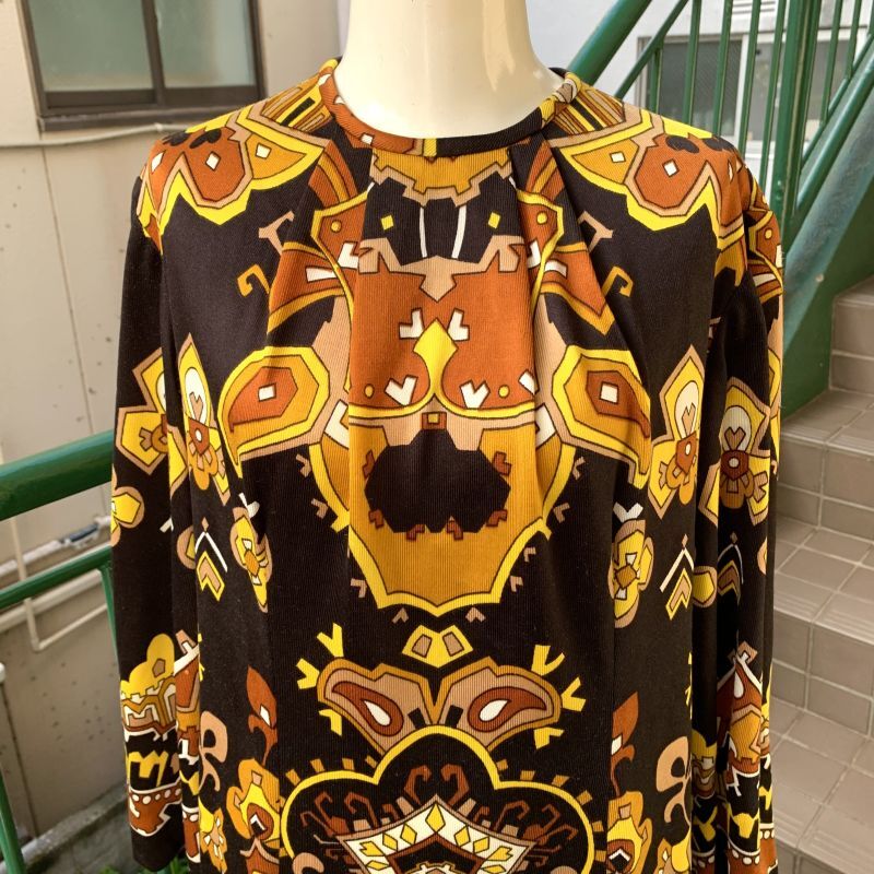 画像3: Vintage oriental flower pattern poly long dress