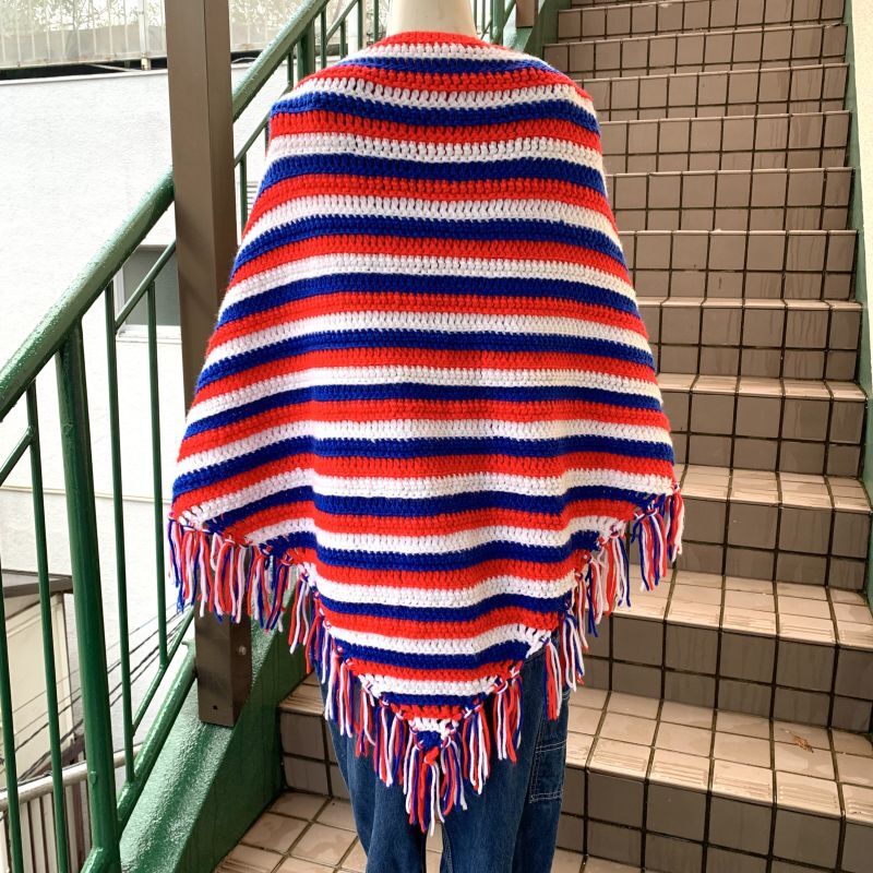 画像: Vintage tricolor color knit cape