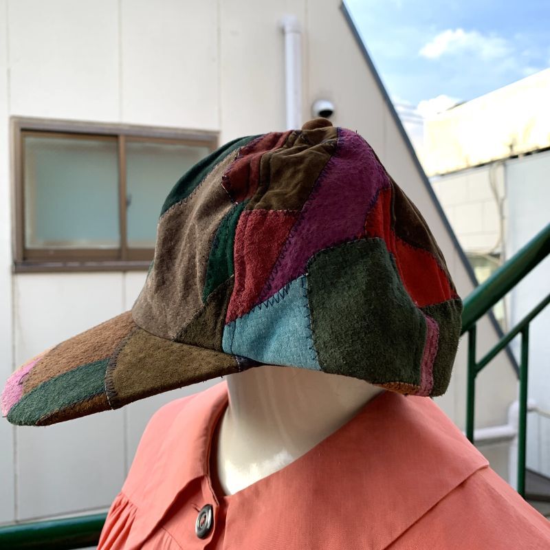 画像: Vintage suede patchwork cap