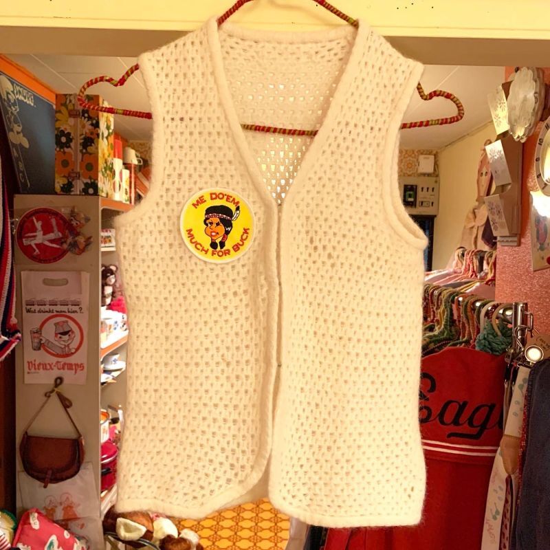 画像: (SALE) Indian girl patch knit vest