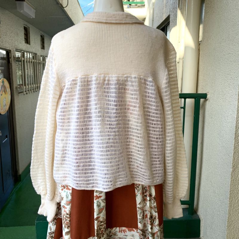 画像: Vintage satin ribbon design knit cardigan