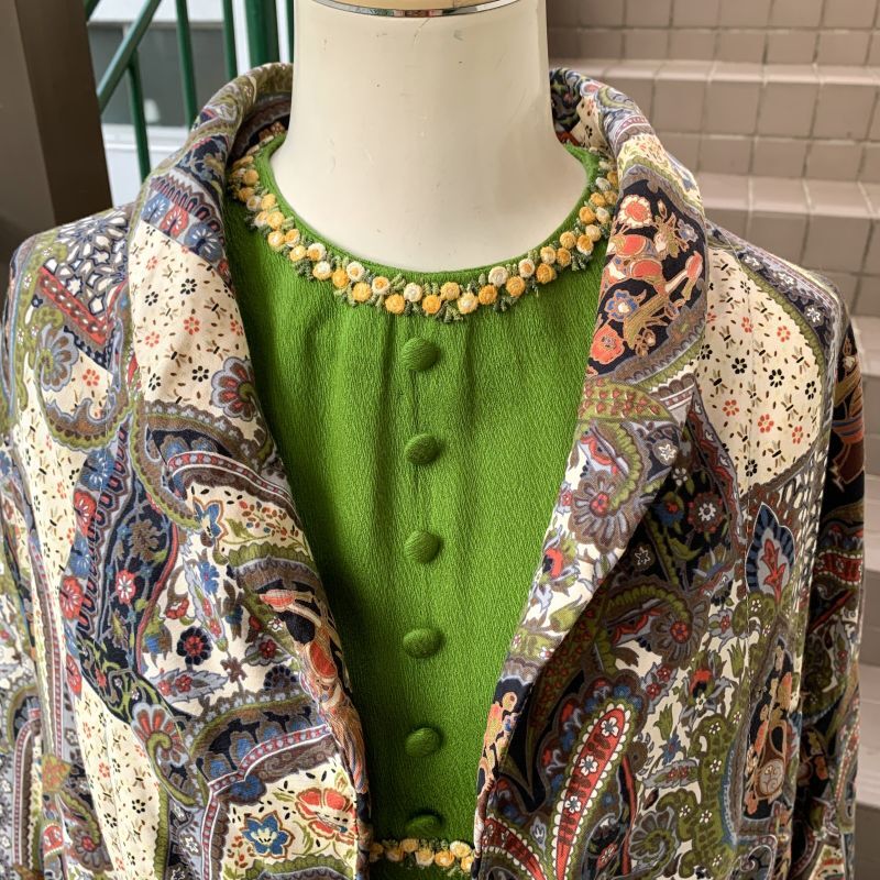 画像: Vintage oriental patchwork pattern gown coat