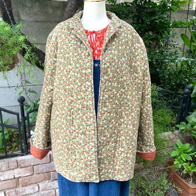 画像: Vintage flower pattern quilting jacket