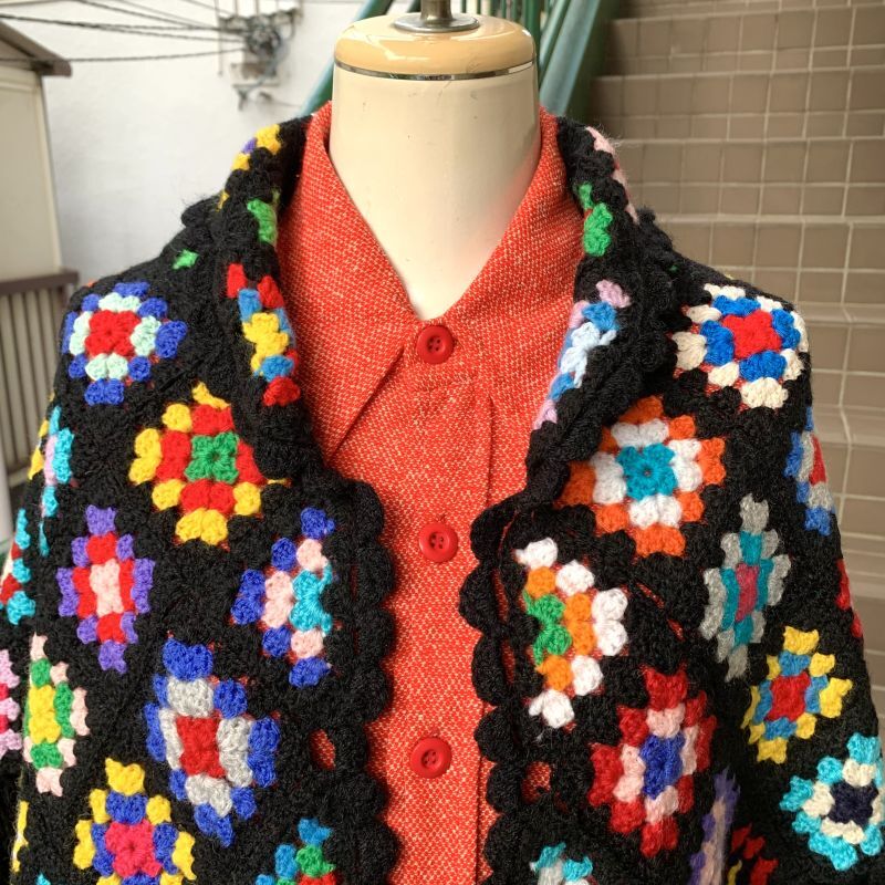 画像: Vintage Granny square knit cape