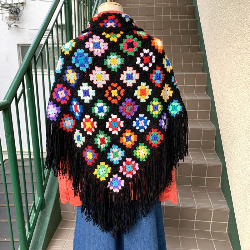 画像: Vintage Granny square knit cape