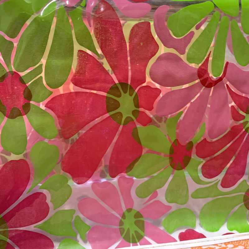 画像: Vintage flower pattern vinyl bag(PK/GR)
