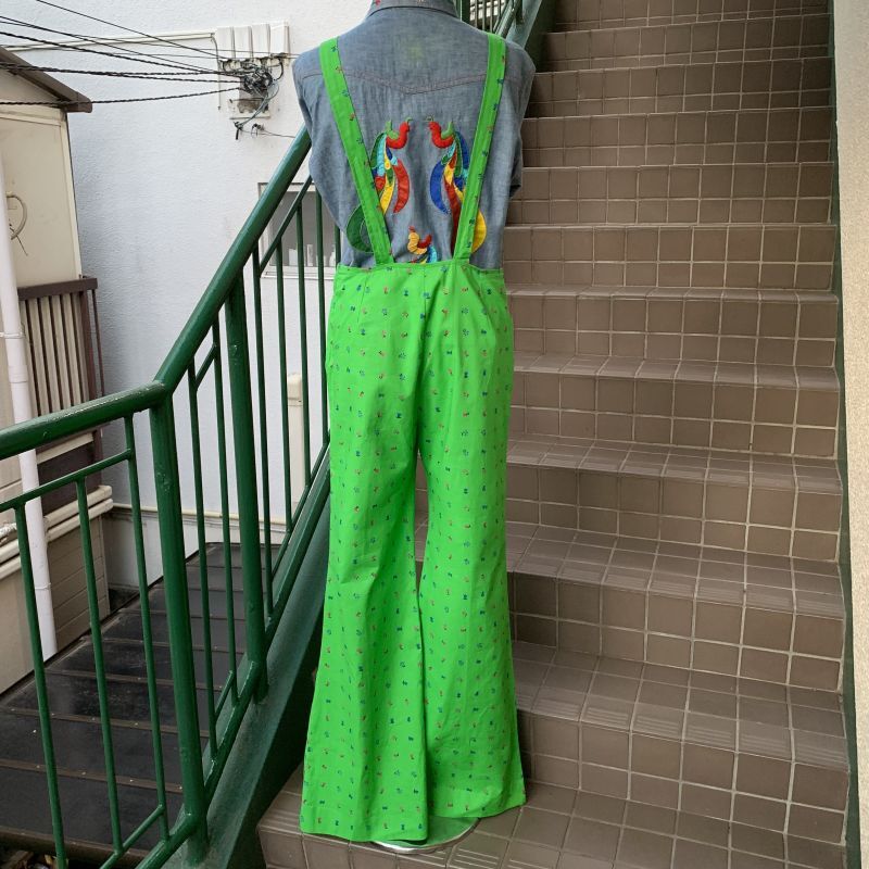 画像: Vintage flower pattern salopette pants